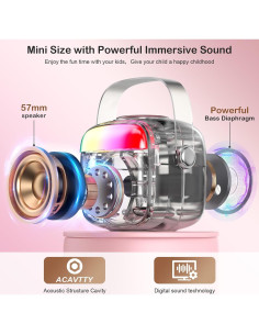 Mini Máquina de Karaoke HWWR Rosa con 2 Micrófonos Inalámbricos 2