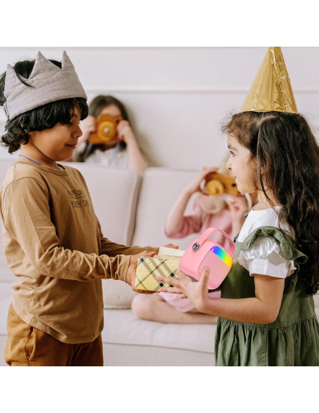 Mini Máquina de Karaoke HWWR Rosa con 2 Micrófonos Inalámbricos