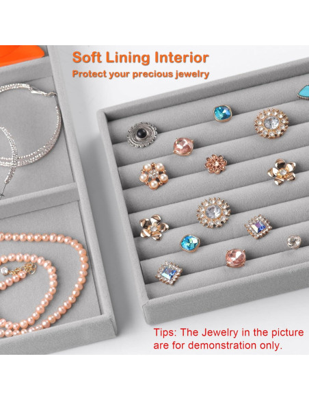 Bandejas de Joyería Afnkiom 8 Compartimentos Terciopelo Gris