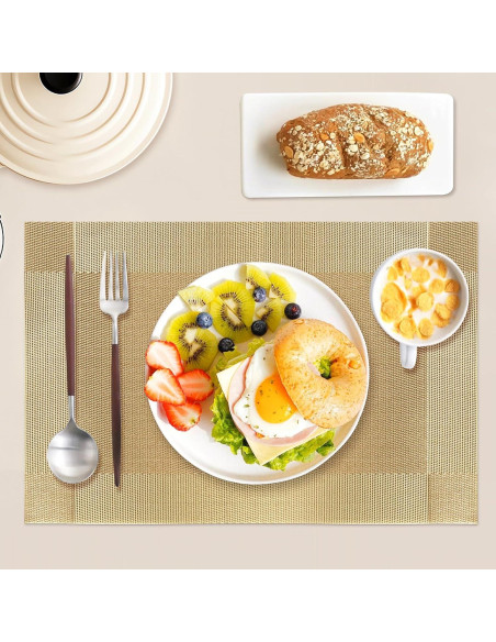 Juego de Manteles FGSAEOR 6 Piezas PVC Dorado Antideslizante