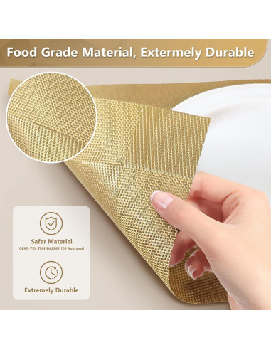 Juego de Manteles FGSAEOR 6 Piezas PVC Dorado Antideslizante