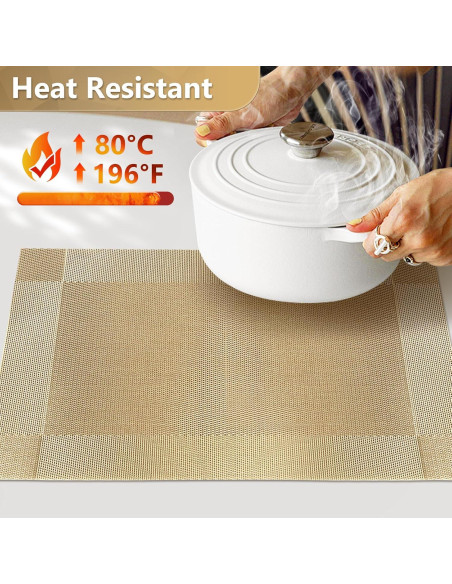 Juego de Manteles FGSAEOR 6 Piezas PVC Dorado Antideslizante