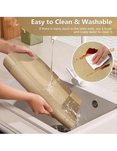 Juego de Manteles FGSAEOR 6 Piezas PVC Dorado Antideslizante