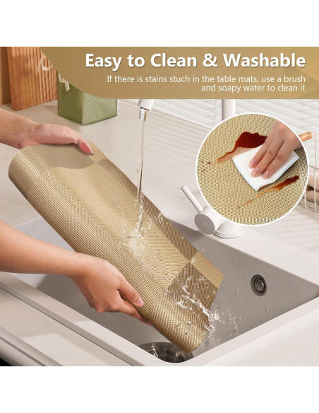 Juego de Manteles FGSAEOR 6 Piezas PVC Dorado Antideslizante