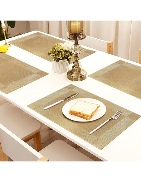 Juego de Manteles FGSAEOR 6 Piezas PVC Dorado Antideslizante
