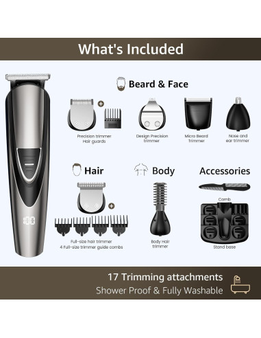 Recortadora de Barba SHPAVVER GK-1800 17 Piezas Impermeable