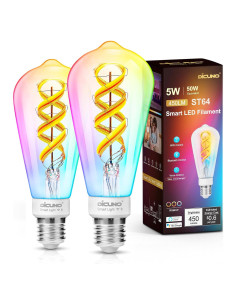 Bombilla Inteligente DiCUNO ST64 E26 50W Regulable 2 Pzas