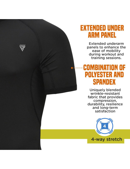 RDX Rash Guard Hombre 3XL Compresión Rápido Secado