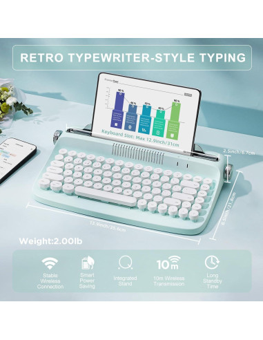 Teclado Inalámbrico YUNZII B303 Retro Bluetooth 84 Teclas