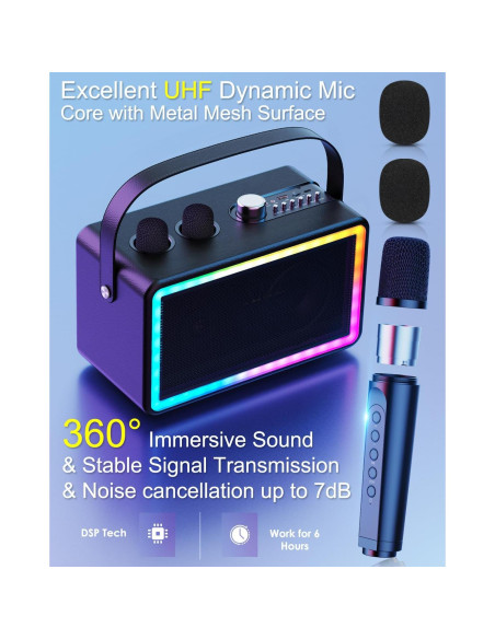 Máquina de Karaoke MVKCN con 2 Micrófonos Inalámbricos