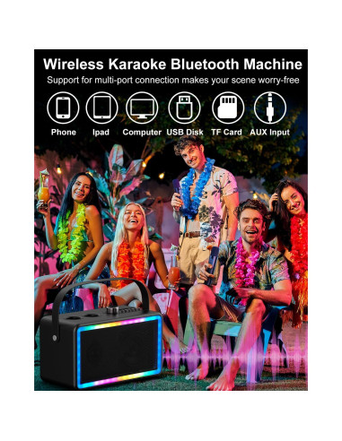 Máquina de Karaoke MVKCN con 2 Micrófonos Inalámbricos
