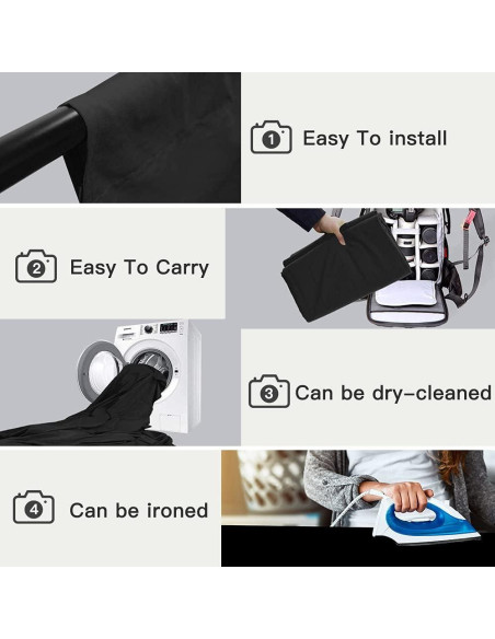 Fondo de fotografía negro Lidlife 3x3m con 4 clips