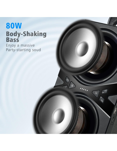 Altavoz Bluetooth YIER TWS Portátil 80W Subwoofer 10.16cm