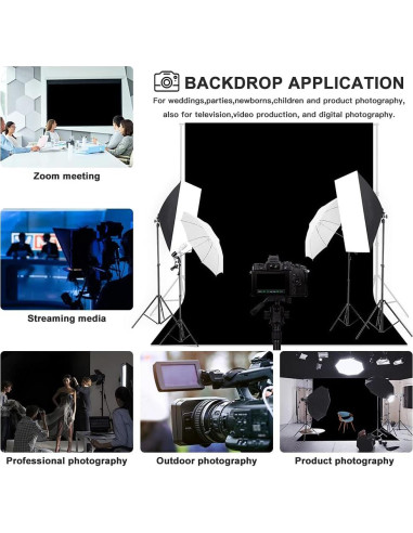 Fondo de fotografía negro Lidlife 3x3m con 4 clips