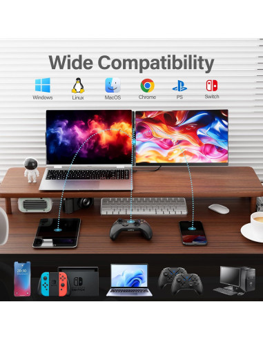 Extensor de Pantalla Doble AetherSpark 15.6" FHD 1080P