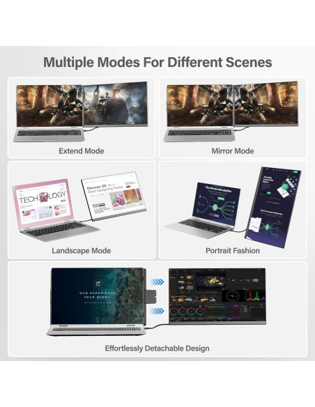 Extensor de Pantalla Doble AetherSpark 15.6" FHD 1080P