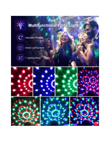 Luditek 3 Luces de Fiesta Activadas por Sonido con Control Remoto