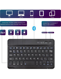 Teclado Inalámbrico DETUOSI 7-8" Universal Portátil Negro 2