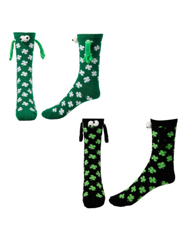 2 Pares de Calcetines Irlandeses XIHIRCD con Diseño de Trébol