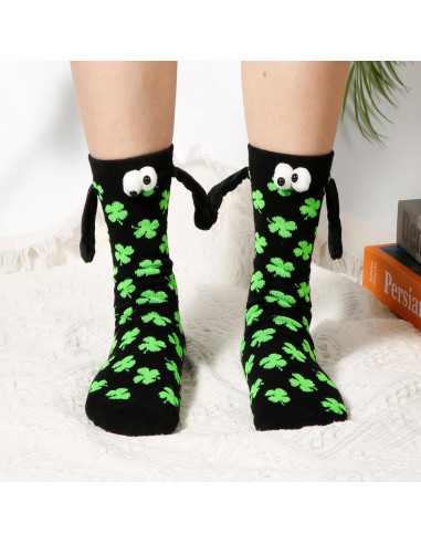 2 Pares de Calcetines Irlandeses XIHIRCD con Diseño de Trébol