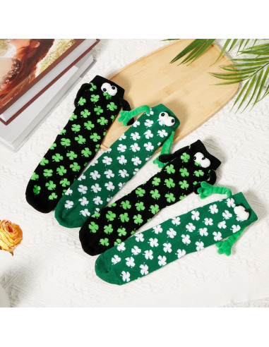 2 Pares de Calcetines Irlandeses XIHIRCD con Diseño de Trébol