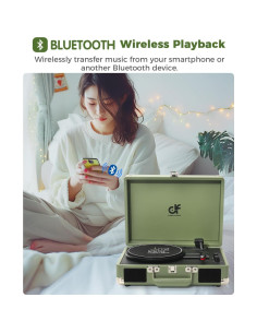 Reproductor de Vinilo DANFI AUDIO TE-001DGR Portátil Verde 2