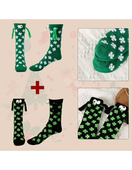 2 Pares de Calcetines Irlandeses XIHIRCD con Diseño de Trébol