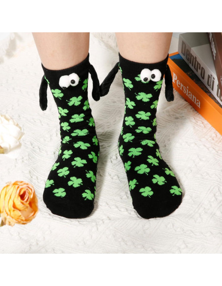 2 Pares de Calcetines Irlandeses XIHIRCD con Diseño de Trébol