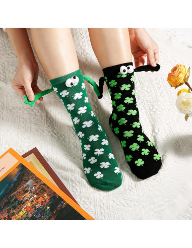 2 Pares de Calcetines Irlandeses XIHIRCD con Diseño de Trébol