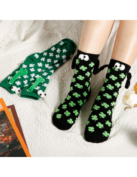 2 Pares de Calcetines Irlandeses XIHIRCD con Diseño de Trébol