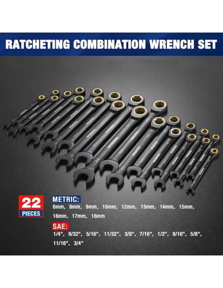 Juego de Llaves de Vaso 22 Piezas WORKPRO Antideslizantes