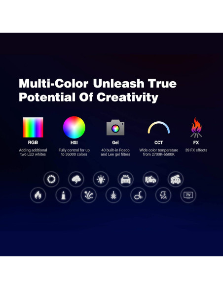 Kit de luz LED RGB Godox TL60-K4, 4 lámparas, 2700K-6500K