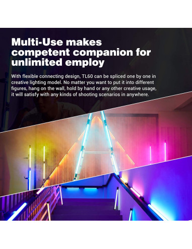 Kit de luz LED RGB Godox TL60-K4, 4 lámparas, 2700K-6500K