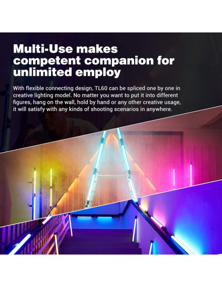 Kit de luz LED RGB Godox TL60-K4, 4 lámparas, 2700K-6500K