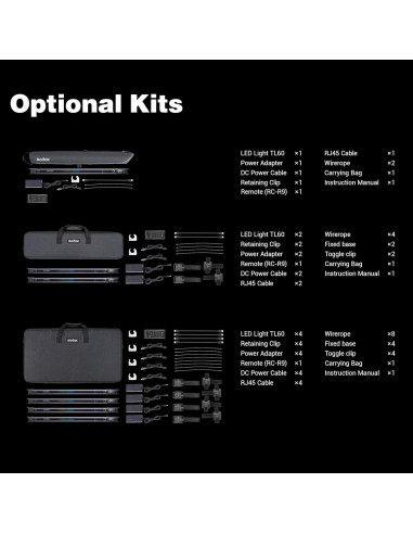 Kit de luz LED RGB Godox TL60-K4, 4 lámparas, 2700K-6500K