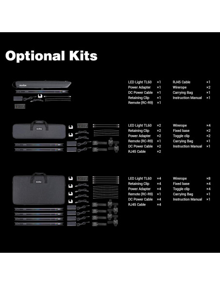 Kit de luz LED RGB Godox TL60-K4, 4 lámparas, 2700K-6500K