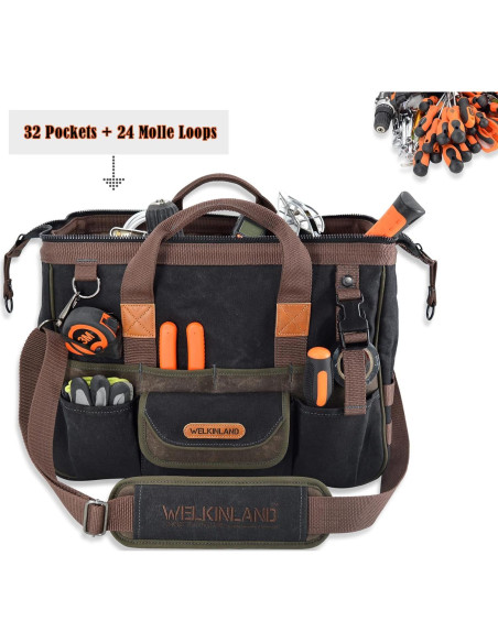 Bolsa de Herramientas Welkinland 40 cm 32 Bolsillos Resistente