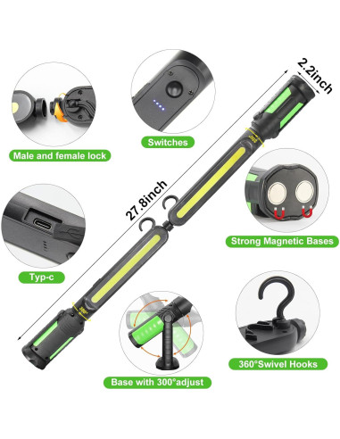 Luz de Trabajo Recargable SYLSTAR 2400LM Magnética 4400mAh
