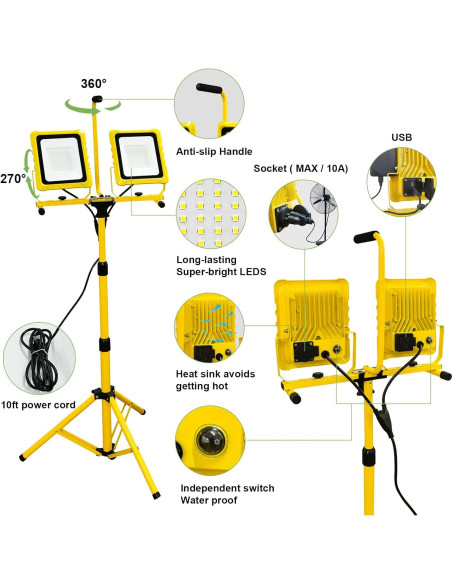 Luz de Trabajo LED LHOTSE 25000 Lúmenes con Trípode Ajustable