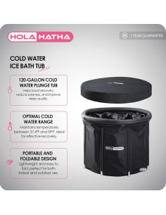 Bañera de Hielo HolaHatha 454.6L Portátil con Tapa 2