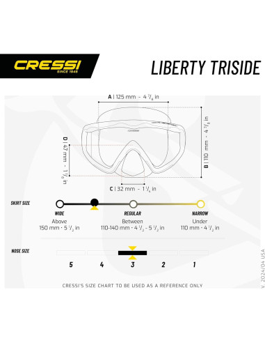 Cressi Máscara de Buceo Liberty Triside Silicona Negra
