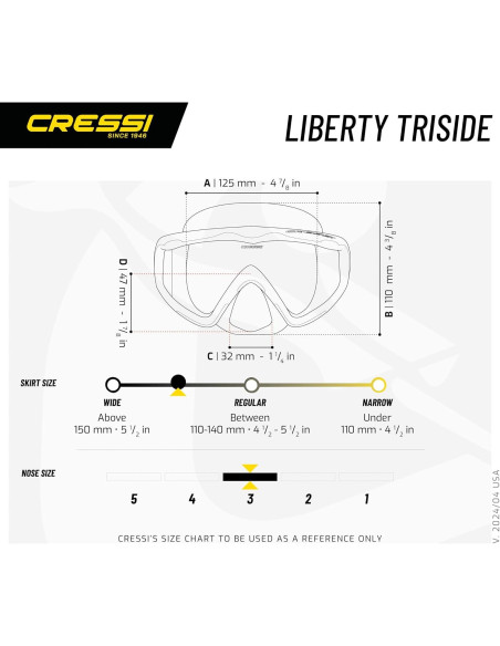 Cressi Máscara de Buceo Liberty Triside Silicona Negra