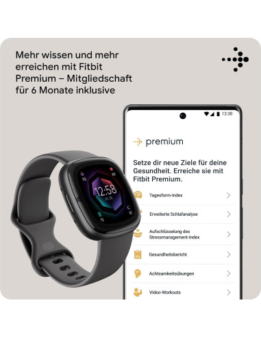 Fitbit Sense 2 Reloj Inteligente Salud y Fitness GPS Gris