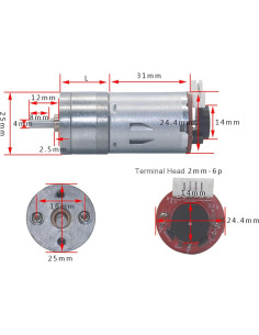Motor de Engranaje 12V SatcOp con Encoder y Soporte 65mm 2
