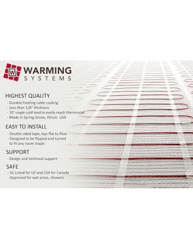Mat calefacción suelo radiante Warming Systems 50 m con termostato
