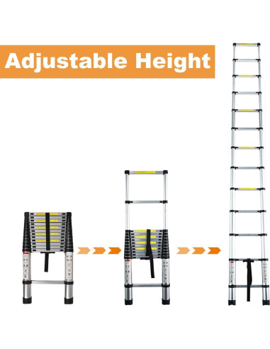 Escalera Telescópica LiGuVCY 4.4 m Ajustable Aluminio