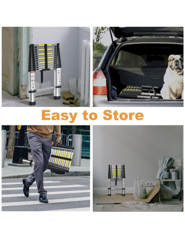 Escalera Telescópica LiGuVCY 4.4 m Ajustable Aluminio