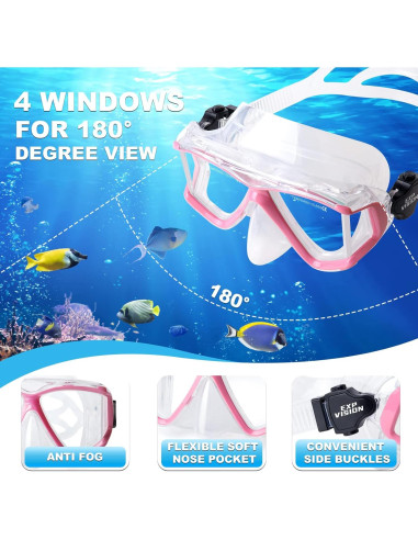 Conjunto de Snorkel EXP VISION EX-4400T Rosa Antivaho