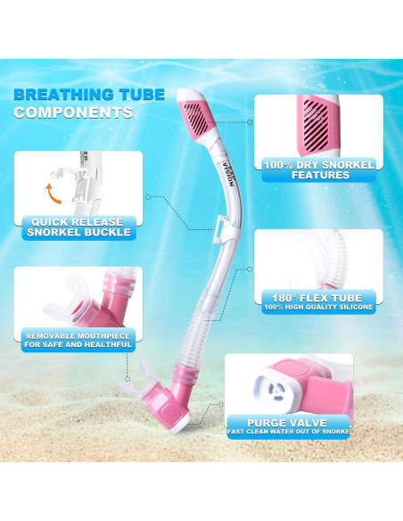 Conjunto de Snorkel EXP VISION EX-4400T Rosa Antivaho