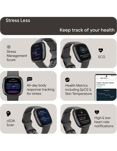 Fitbit Sense 2 Reloj Inteligente Salud y Fitness Gris